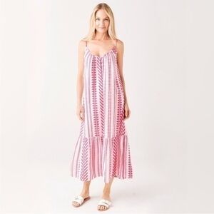 Velvet dinae maxi dress white and pink printed - 100% cotton size M